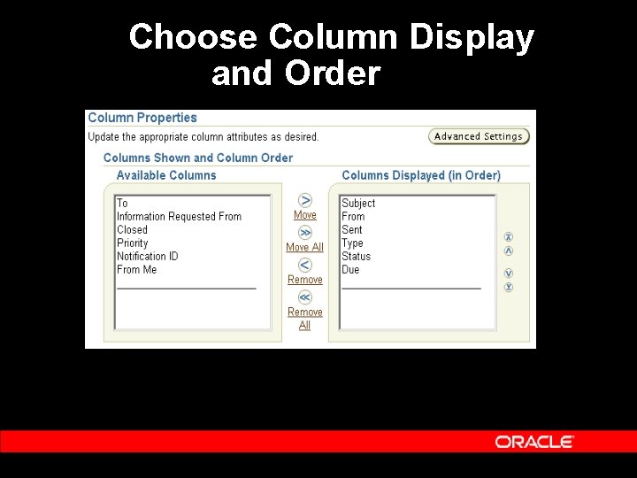 Choose Column Display and Order Choose Column Display and Order