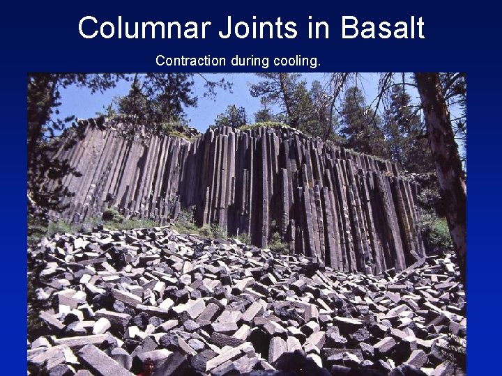 Columnar Joints in Basalt Contraction during cooling. 