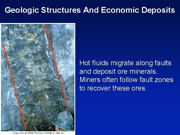 Geologic Structures And Economic Deposits Hot fluids migrate along faults and deposit ore minerals.