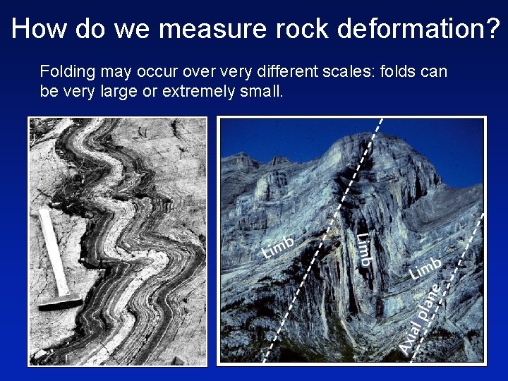 How do we measure rock deformation? Folding may occur over very different scales: folds