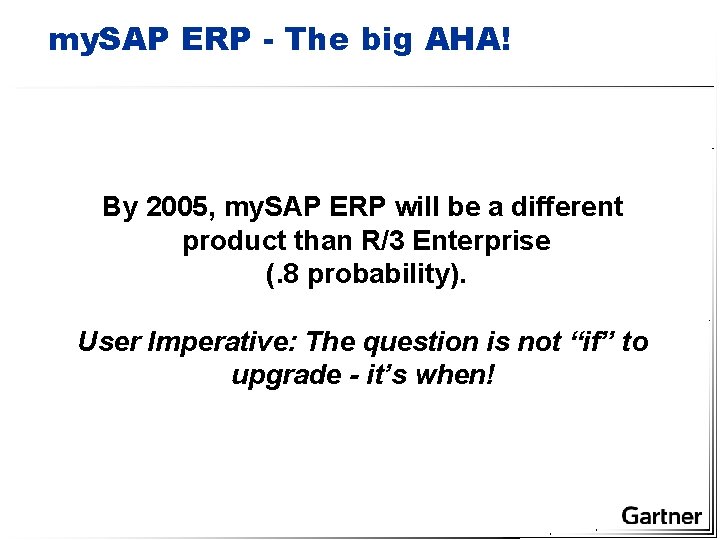 my. SAP ERP - The big AHA! By 2005, my. SAP ERP will be