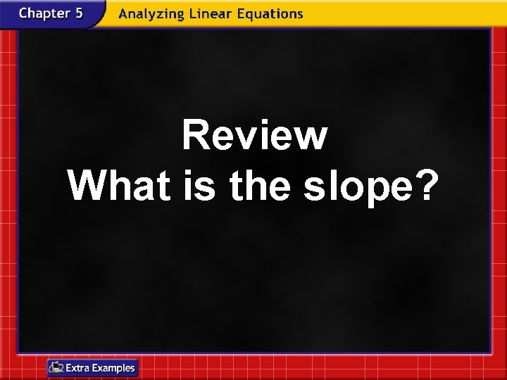 Review What is the slope? Review What is the slope?