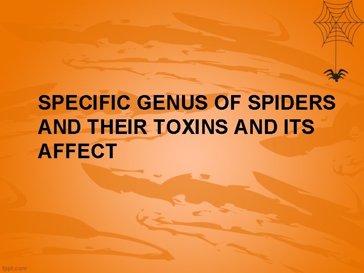 SPECIFIC GENUS OF SPIDERS AND THEIR TOXINS AND ITS AFFECT 