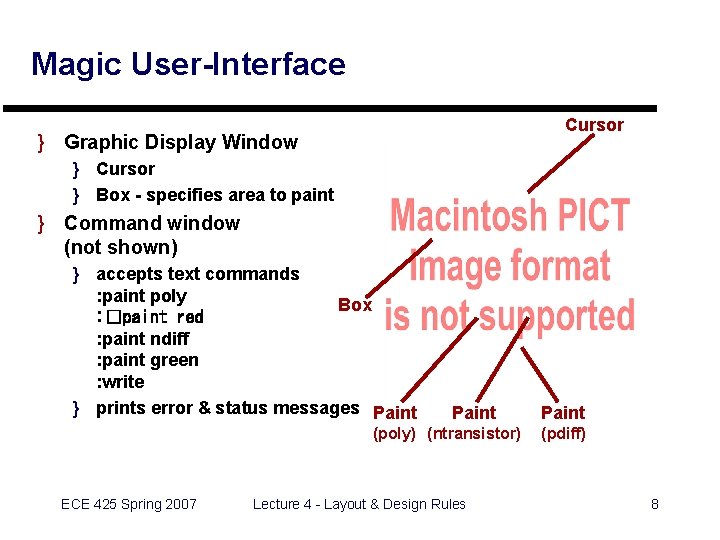Magic User-Interface Cursor } Graphic Display Window } Cursor } Box - specifies area