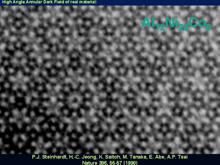 High Angle Annular Dark Field of real material: Al 72 Ni 20 Co 8