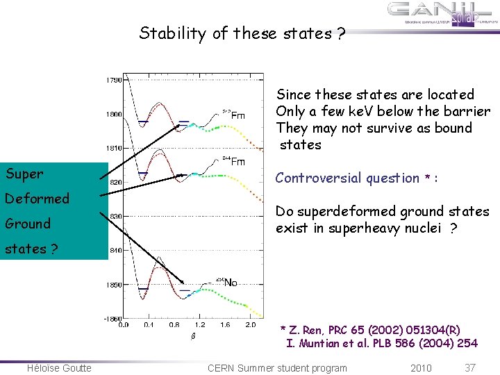 Stability of these states ? Since these states are located Only a few ke. Stability of these states ? Since these states are located Only a few ke.