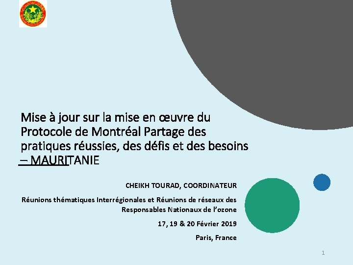 Mise à jour sur la mise en œuvre du Protocole de Montréal Partage des