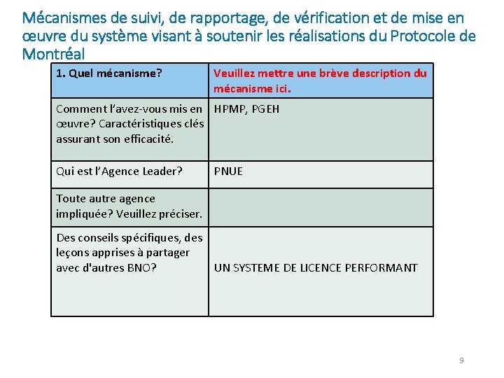 Mécanismes de suivi, de rapportage, de vérification et de mise en œuvre du système Mécanismes de suivi, de rapportage, de vérification et de mise en œuvre du système