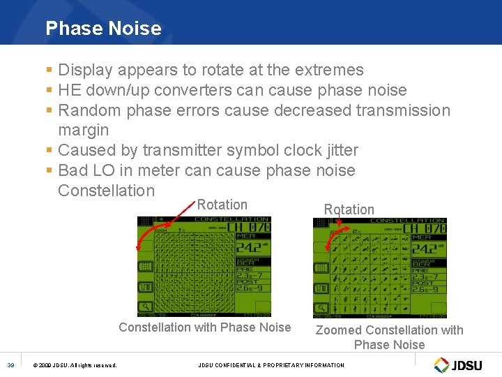 Phase Noise § Display appears to rotate at the extremes § HE down/up converters