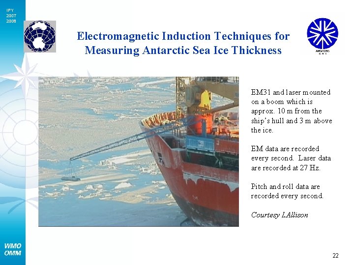 IPY 2007 2008 Electromagnetic Induction Techniques for Measuring Antarctic Sea Ice Thickness EM 31