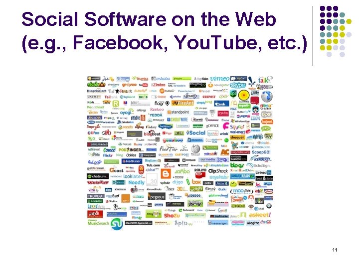 Social Software on the Web (e. g. , Facebook, You. Tube, etc. ) 11