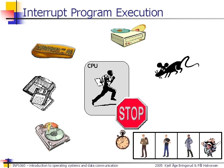 Interrupt Program Execution CPU INF 1060 – introduction to operating systems and data communication