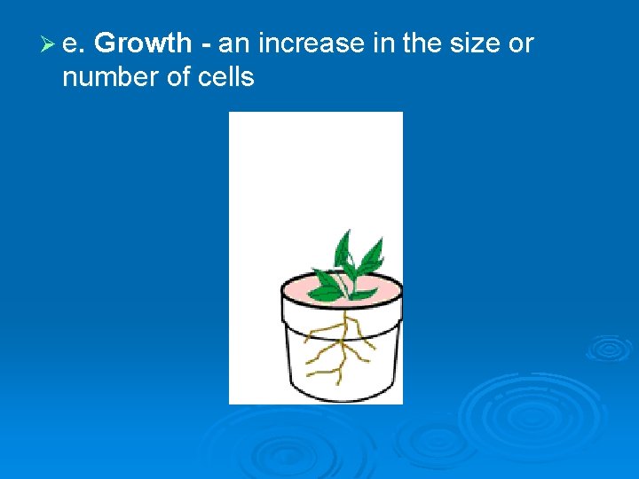 Ø e. Growth - an increase in the size or number of cells 