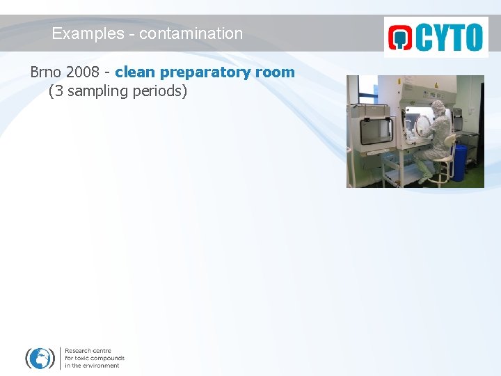 Examples - contamination Brno 2008 - clean preparatory room (3 sampling periods) 