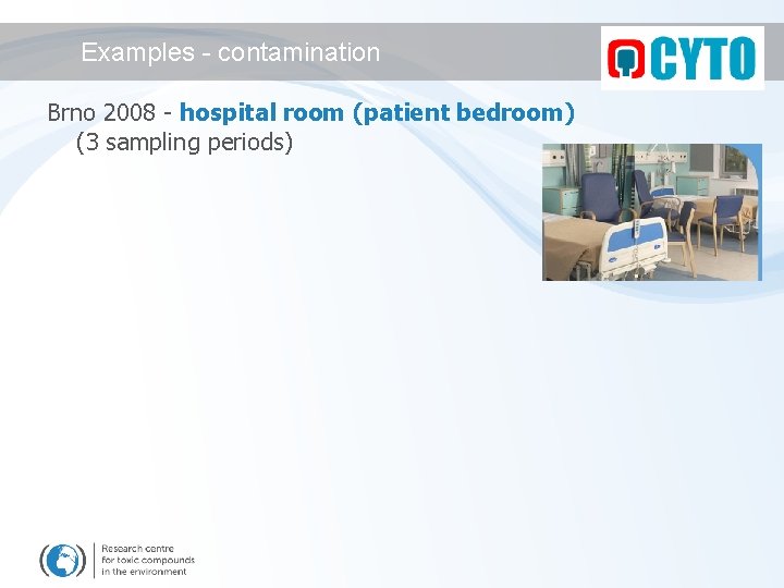 Examples - contamination Brno 2008 - hospital room (patient bedroom) (3 sampling periods) 