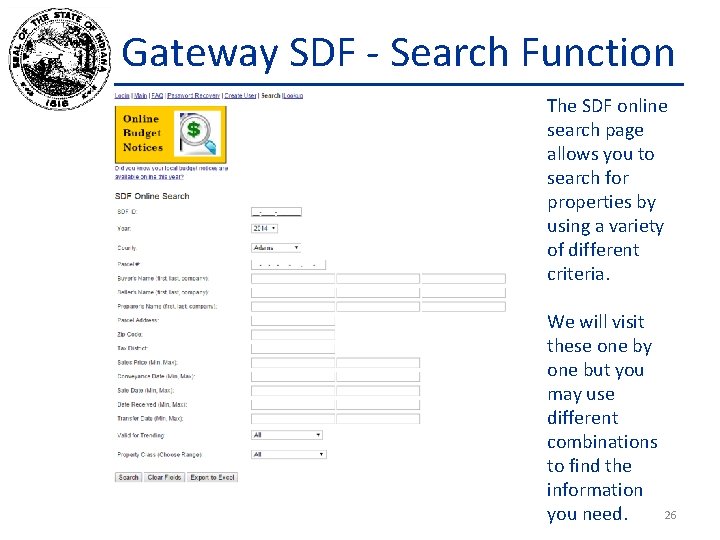 Gateway SDF - Search Function The SDF online search page allows you to search