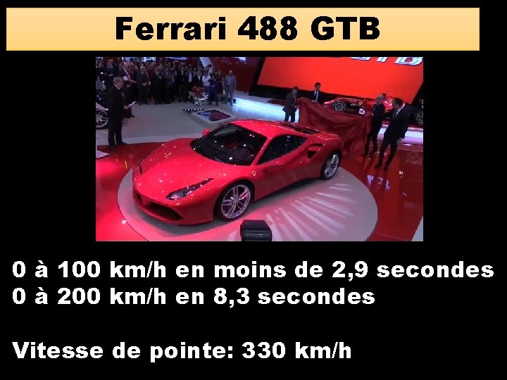 Ferrari 488 GTB 0 à 100 km/h en moins de 2, 9 secondes 0