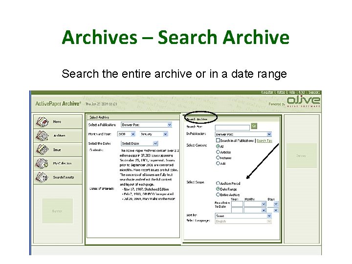 Archives – Search Archive Search the entire archive or in a date range 
