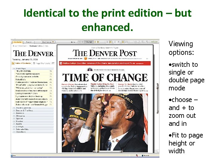 Identical to the print edition – but enhanced. Viewing options: • switch to single