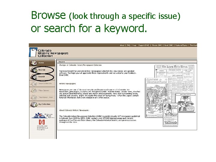 Browse (look through a specific issue) or search for a keyword. 