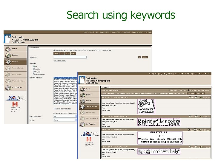 Search using keywords 