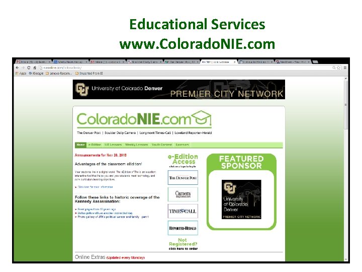 Educational Services www. Colorado. NIE. com 