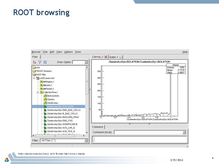 ROOT browsing Peter van Gemmeren (ANL): AOD format Task Force 1 status 2/25/2014 4