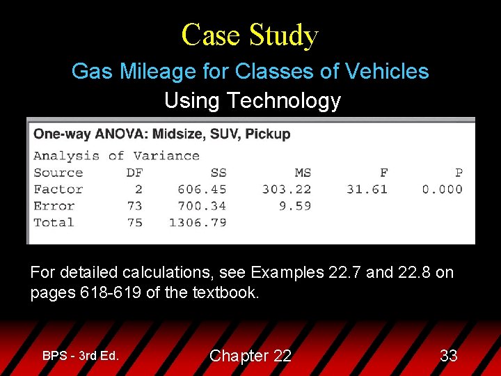 Case Study Gas Mileage for Classes of Vehicles Using Technology For detailed calculations, see