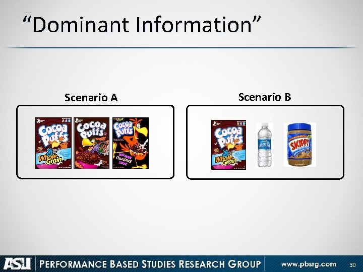 “Dominant Information” Scenario A Scenario B 30 