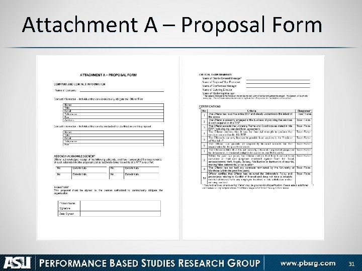 Attachment A – Proposal Form 31 