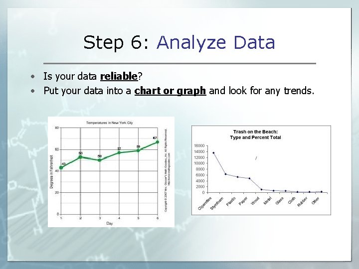 Step 6: Analyze Data • Is your data reliable? • Put your data into Step 6: Analyze Data • Is your data reliable? • Put your data into