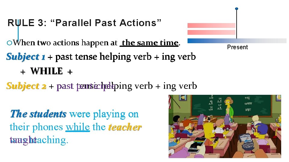 RULE 3: “Parallel Past Actions” o. When two actions happen at the same time.