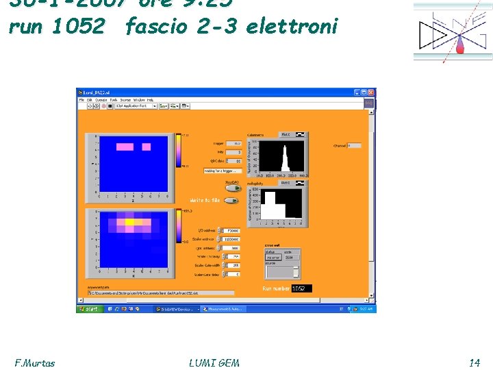 30 -1 -2007 ore 9: 25 run 1052 fascio 2 -3 elettroni F. Murtas