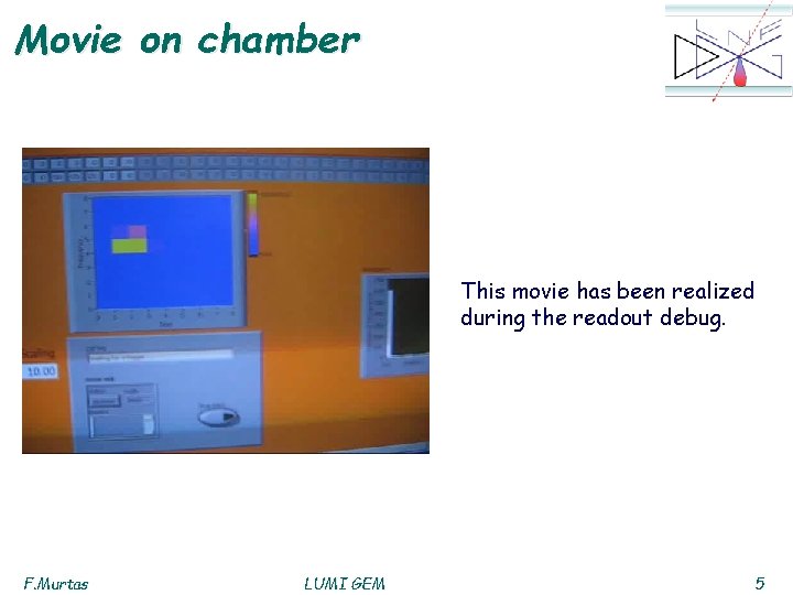 Movie on chamber This movie has been realized during the readout debug. F. Murtas