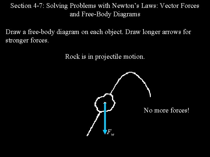 Section 4 -7: Solving Problems with Newton’s Laws: Vector Forces and Free-Body Diagrams Draw