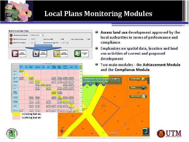 Local Plans Monitoring Modules Assess land use development approved by the local authorities in