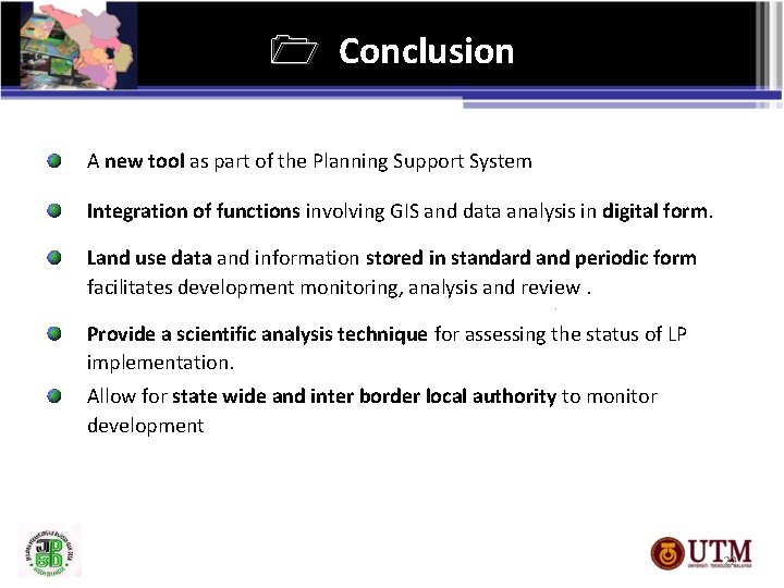  Conclusion A new tool as part of the Planning Support System Integration of