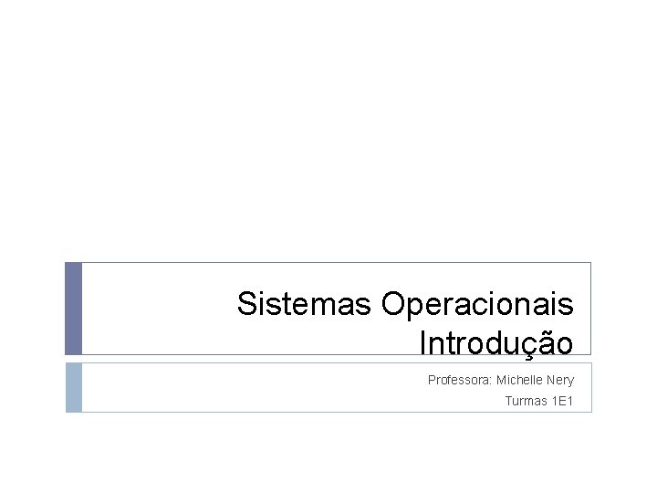 Sistemas Operacionais Introdução Professora: Michelle Nery Turmas 1 E 1 