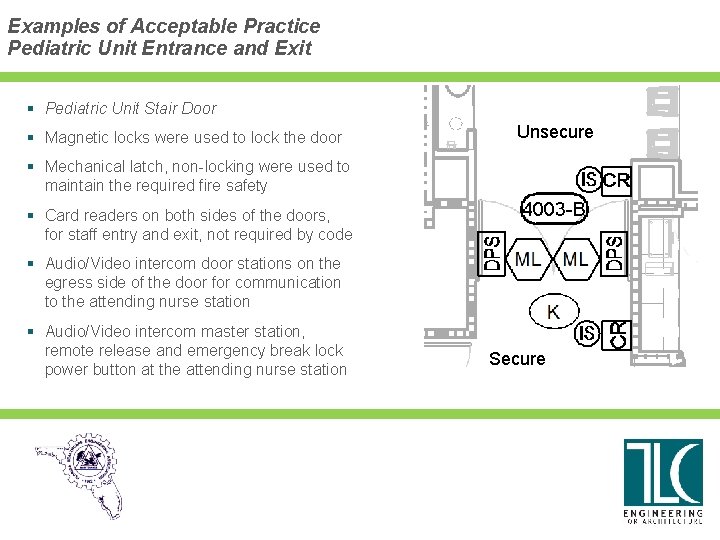 Examples of Acceptable Practice Pediatric Unit Entrance and Exit § Pediatric Unit Stair Door