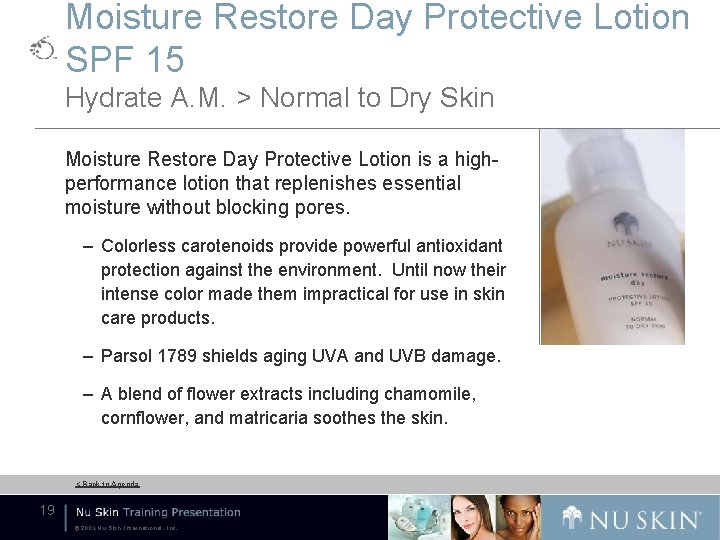 Moisture Restore Day Protective Lotion SPF 15 Hydrate A. M. > Normal to Dry