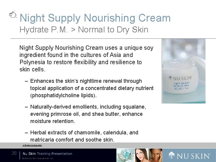 Night Supply Nourishing Cream Hydrate P. M. > Normal to Dry Skin Night Supply