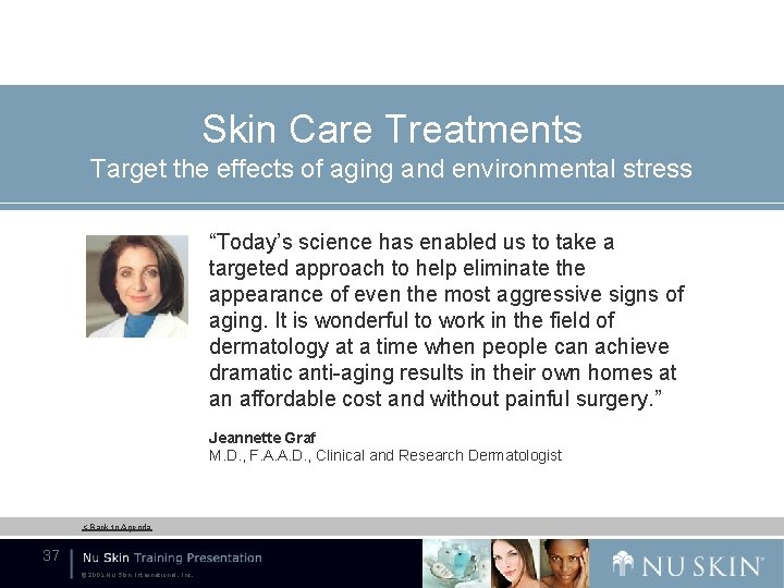 Skin Care Treatments Target the effects of aging and environmental stress “Today’s science has