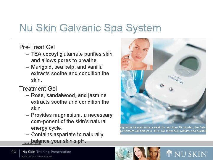 Nu Skin Galvanic Spa System Pre-Treat Gel – TEA cocoyl glutamate purifies skin and