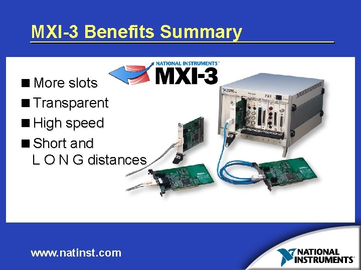 MXI-3 Benefits Summary <More slots <Transparent <High speed <Short and L O N G