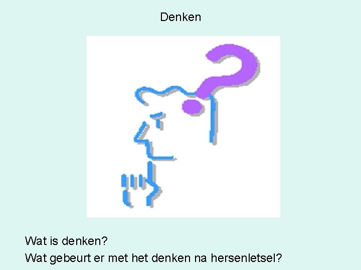 Denken Wat is denken? Wat gebeurt er met het denken na hersenletsel? 