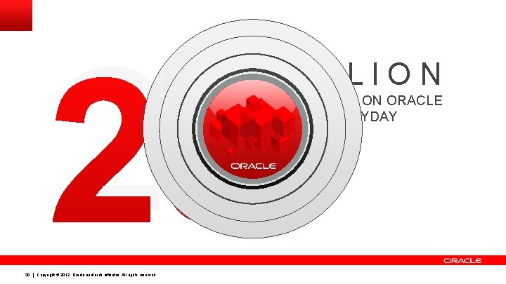 25 MILLION USERS RELY ON ORACLE CLOUD EVERYDAY 30 Copyright © 2012, Oracle and/or 25 MILLION USERS RELY ON ORACLE CLOUD EVERYDAY 30 Copyright © 2012, Oracle and/or