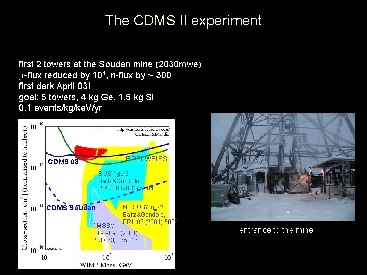 The CDMS II experiment first 2 towers at the Soudan mine (2030 mwe) m-flux