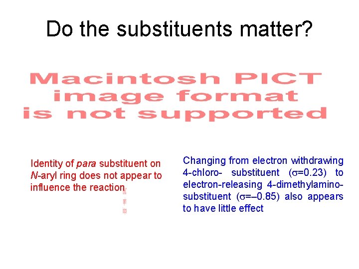 Do the substituents matter? Identity of para substituent on N-aryl ring does not appear