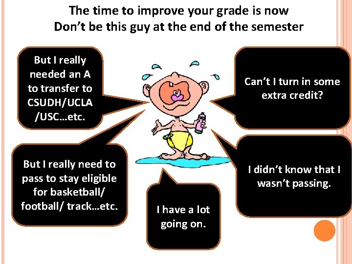 The time to improve your grade is now Don’t be this guy at the The time to improve your grade is now Don’t be this guy at the