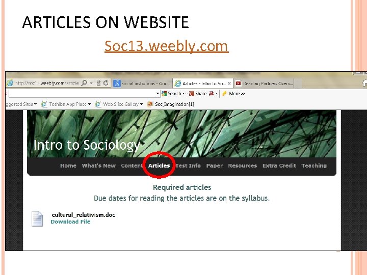 ARTICLES ON WEBSITE Soc 13. weebly. com ARTICLES ON WEBSITE Soc 13. weebly. com